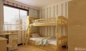儿童房家具实木高低床设计图