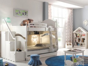 美式风格儿童房家具高低床设计图片