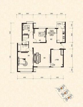 110平三室兩廳二衛(wèi)戶型圖設(shè)計