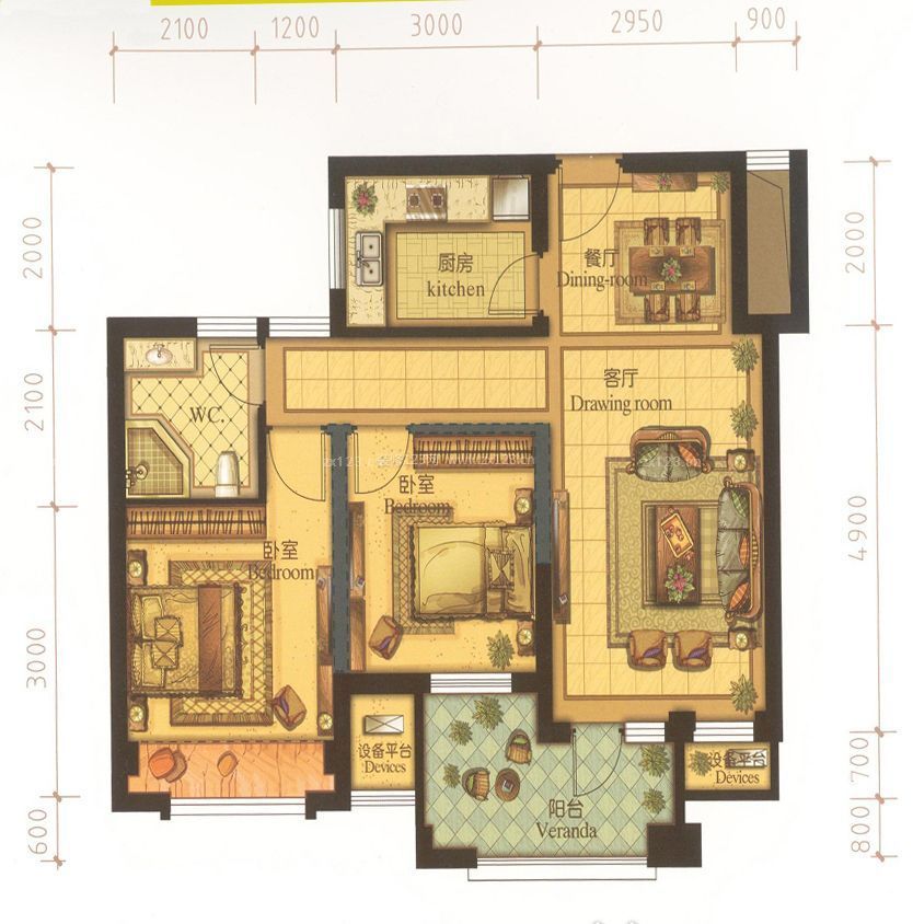 兩室一廳農(nóng)村80平方房屋設計圖欣賞