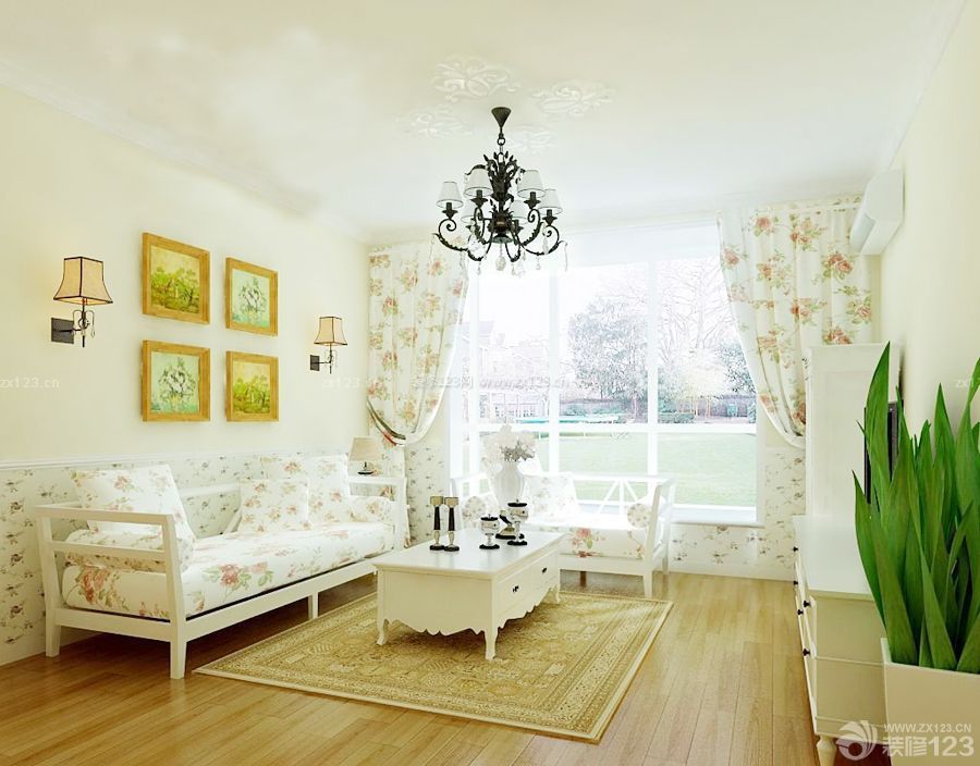 家装客厅小花窗帘设计图