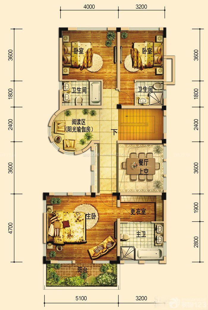 335平米新農(nóng)村別墅戶型圖