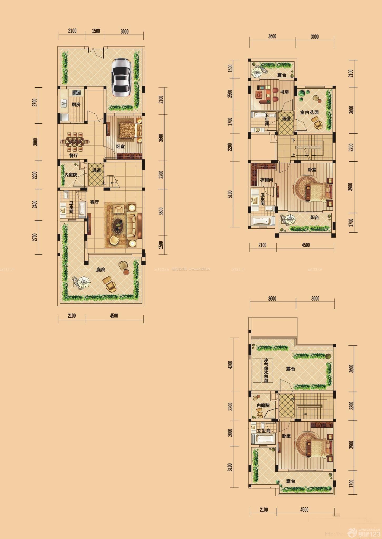 最新2015三层新农村别墅户型图