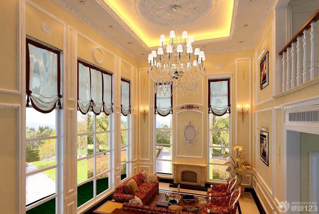 欧式挑高客厅别墅壁灯设计效果图