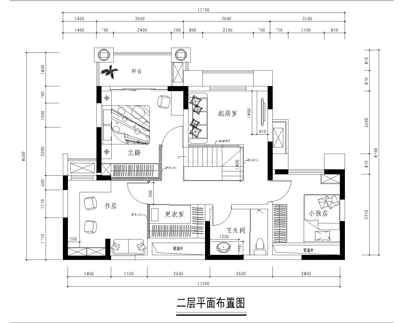 樓房室內(nèi)三房格局平面圖