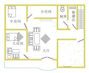 樓房三房戶型平面圖