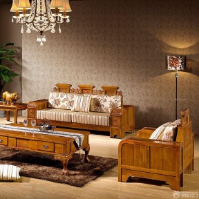 顺德实木家具组合沙发茶几效果图