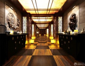 中式會(huì)所設(shè)計(jì) 過(guò)道吊頂