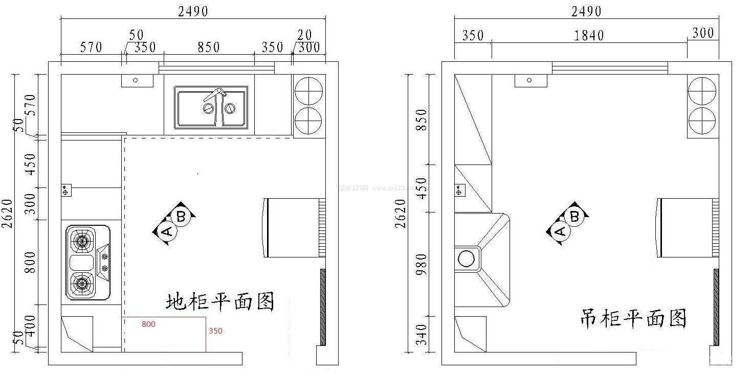 地柜吊柜櫥柜設(shè)計圖紙