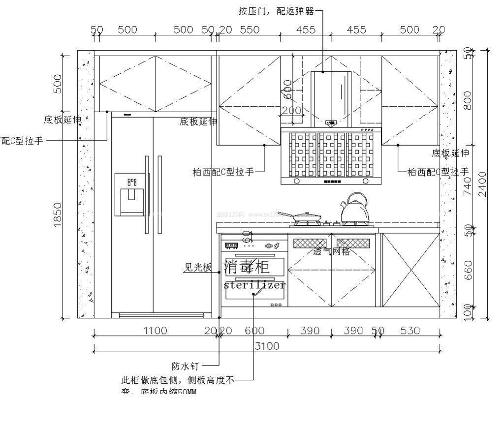 三室兩廳櫥柜設計圖紙