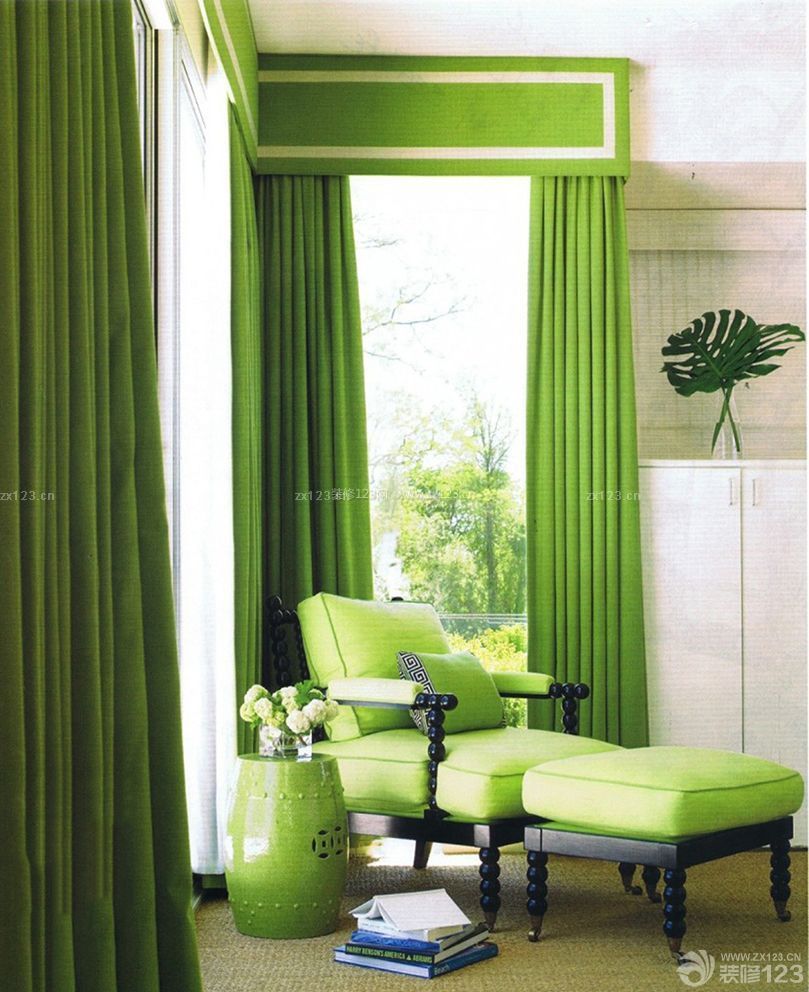简约时尚风格绿色窗帘装修效果图大全
