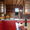 古典风格厨房红色橱柜装修设计效果图