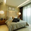现代简约风格卧室简约床褐色窗帘效果图