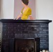 家装壁炉抽象装饰画摆放效果图片