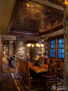 天花板贴图 美式古典风格 餐厅设计