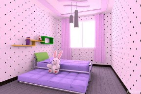 粉色窗帘 儿童房间设计