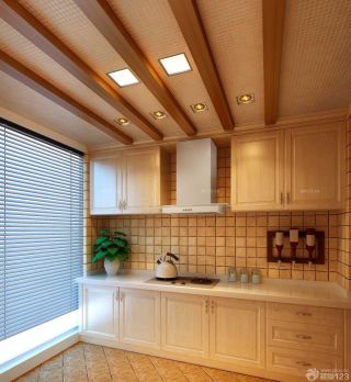 家居厨房实木天花板贴图装修效果图