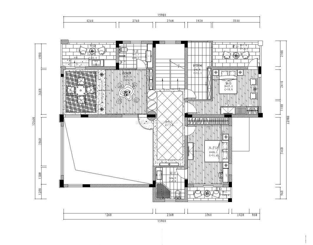 小兩居室農村一層房屋平面設計圖