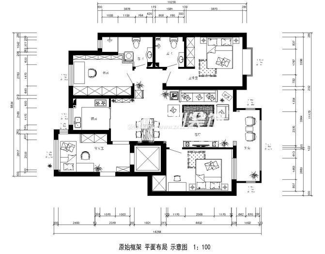 265平米農(nóng)村自建一層房屋設(shè)計圖紙