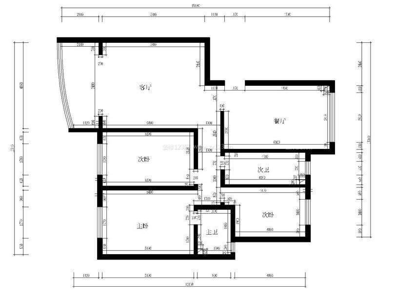 120平方裝修圖紙設計圖片大全