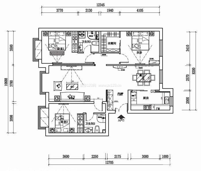 245平米農(nóng)村自建一層房屋設(shè)計(jì)圖紙