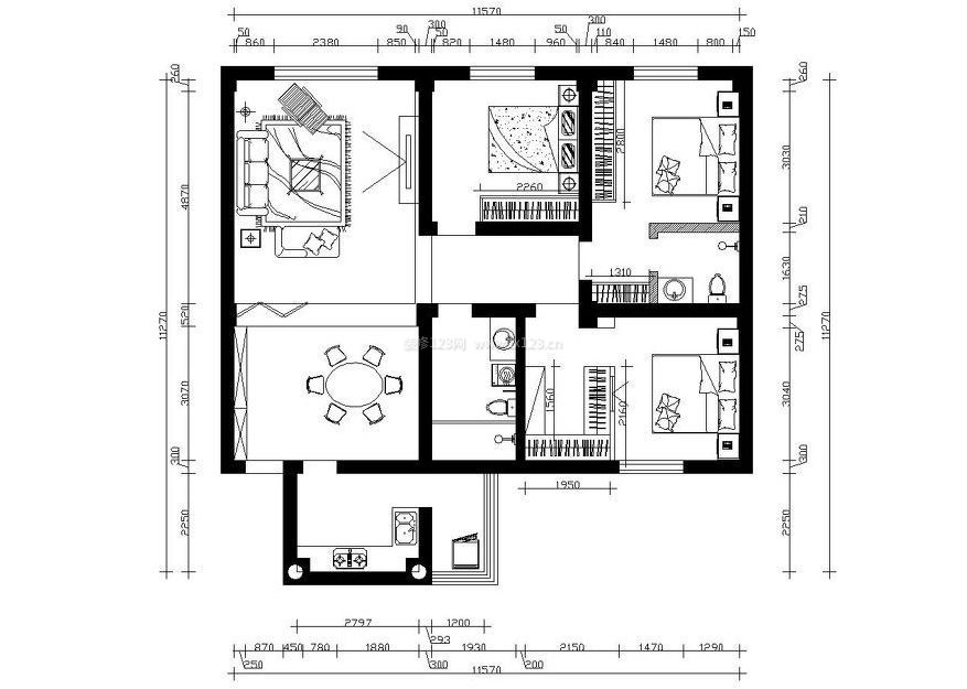 2023二室兩廳農(nóng)村自建一層房屋設(shè)計圖紙