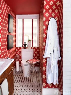 厕所 红色墙面 家装墙纸