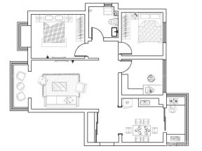 最新两室两厅农村一层房屋设计图纸