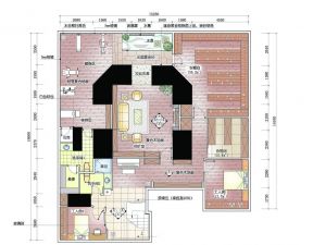 農村一層房屋彩色設計平面圖