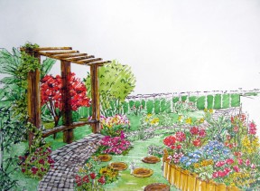私家花园绿化景观手绘效果图