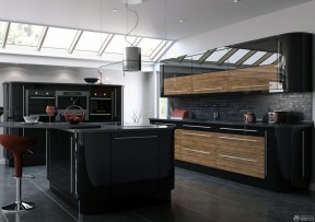 黑色瓷砖贴图 开放式厨房