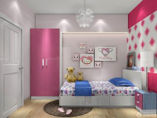 可爱儿童房间衣柜粉色门装修设计图