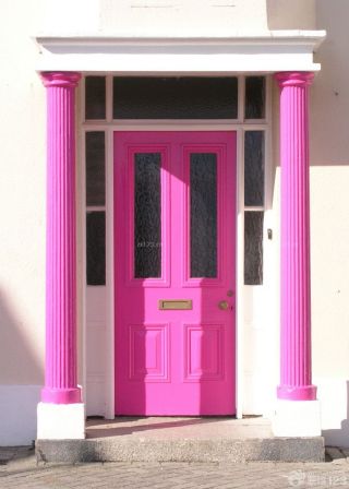 欧式别墅粉色门装修图片大全
