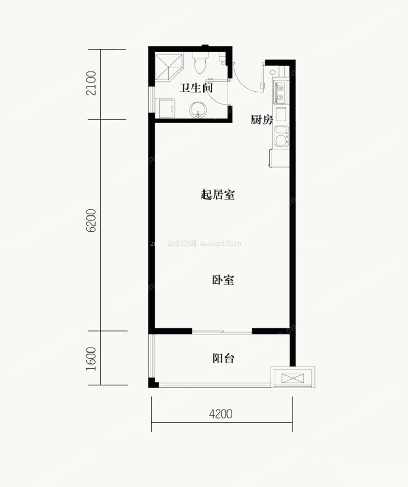 農(nóng)村自建房40平方一室一廳戶型圖設(shè)計