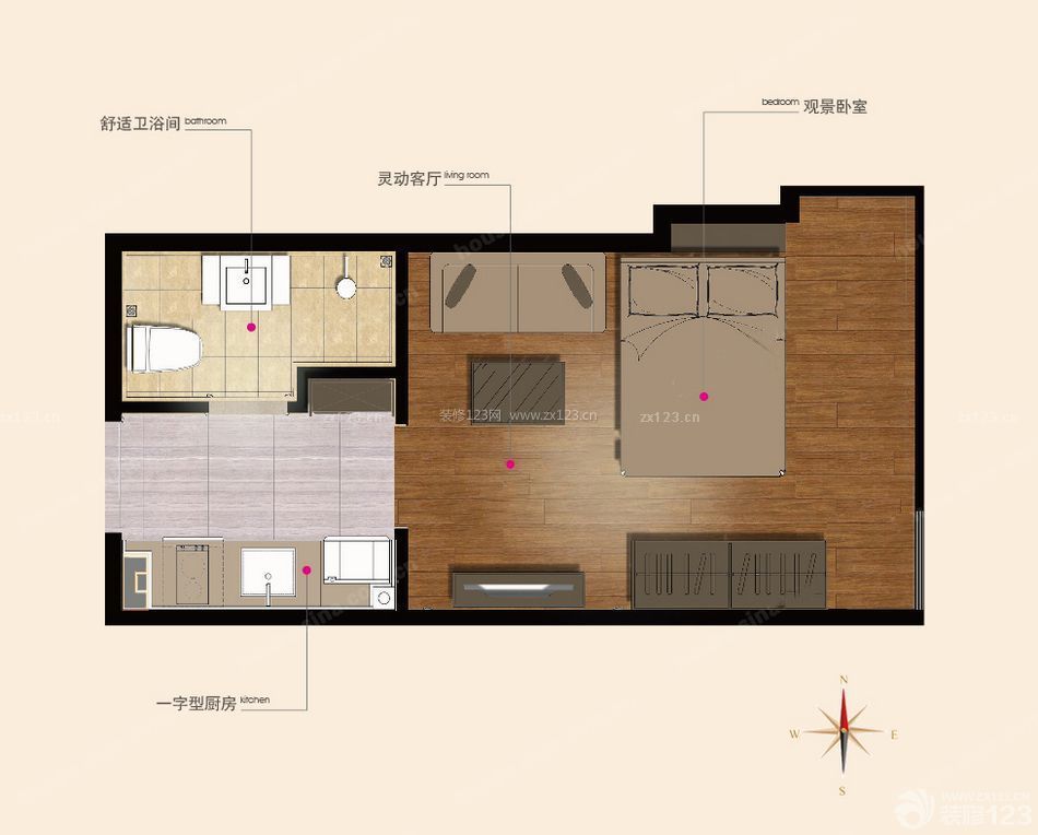 房子40平方一室一厅户型图_装修123效果图