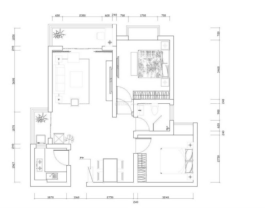 簡易兩室兩廳80平米小戶型平面圖設(shè)計(jì)