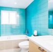 按摩浴缸背景墙墙面蓝色瓷砖装饰图