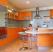 时尚简约风格开放式厨房橙色地砖装修效果图