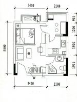 簡單小別墅40平方一室一廳戶型圖