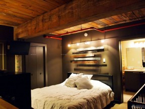 60平小户型loft装修 床头背景墙