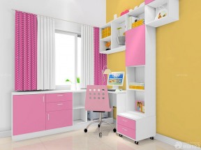 组合书柜粉色门设计效果图