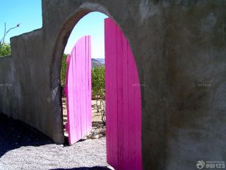 欧式建筑垭口粉色门装修效果图