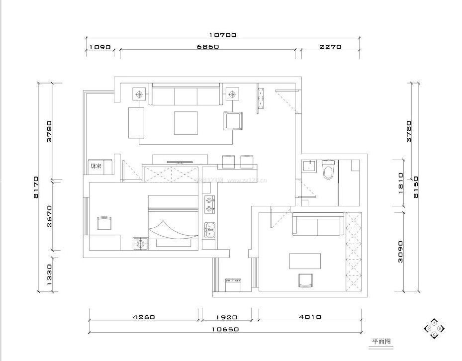 50平米小戶型平面圖精致小兩居室設(shè)計(jì)