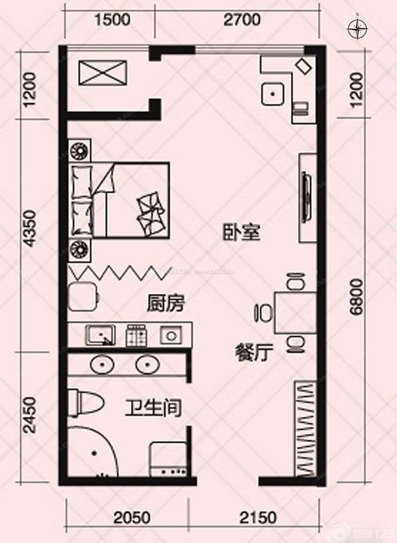 50平米小戶型平面圖一室一廳小戶型設(shè)計