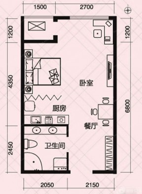 50平米小户型平面图一室一厅小户型设计