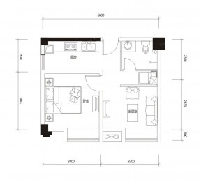 精致一居室50平米小户型平面图设计