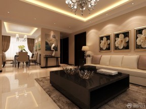 现代家装客厅地面白色地砖装修案例