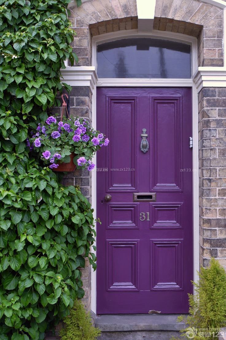 门口紫色门装修效果图片