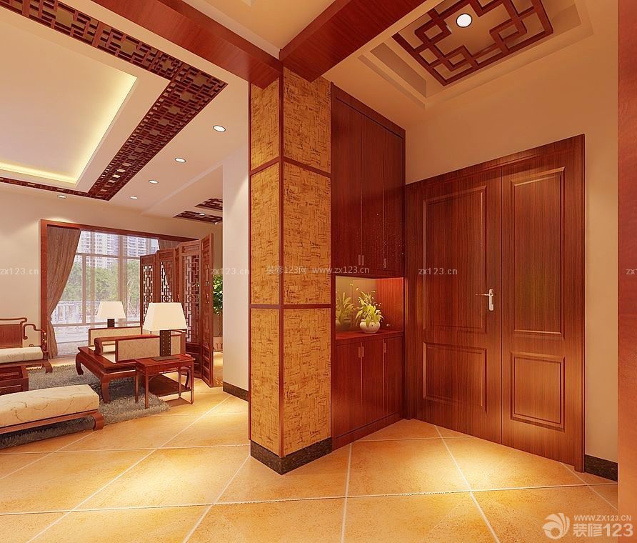 中式古典风格客厅玄关鞋柜设计图片大全 