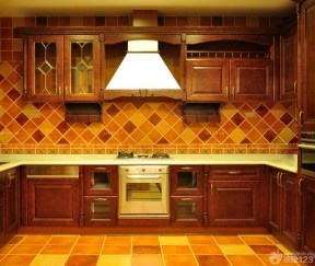 美式橱柜 厨房墙面瓷砖
